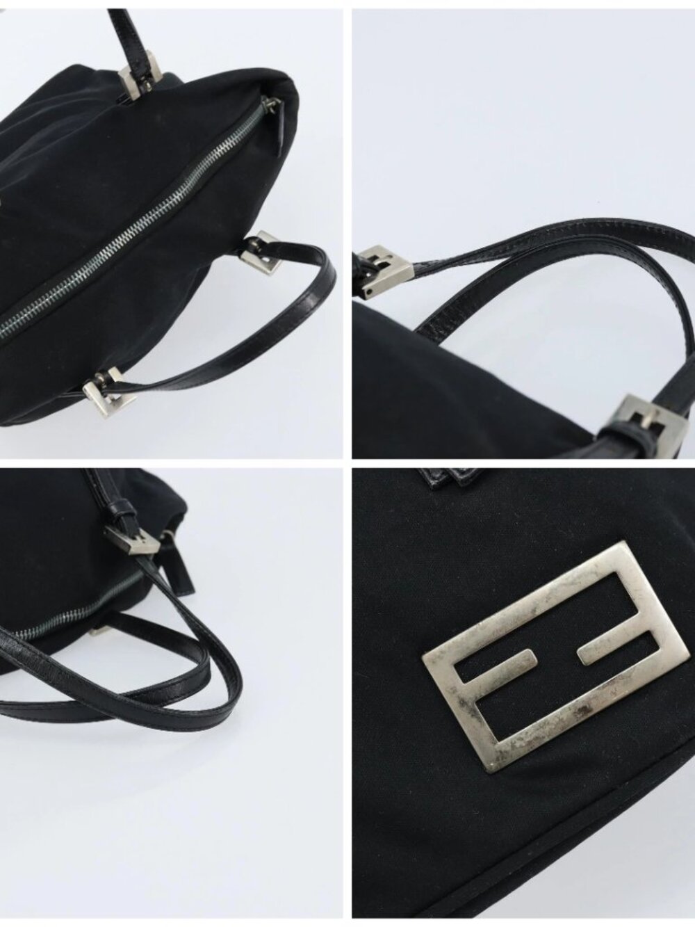 FENDI Hand Bag Nylon Black Silver Auth bs33538 - Picture 16 of 16